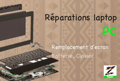 Réparation laptop pc, remplacement écran, batterie, clavier, ..